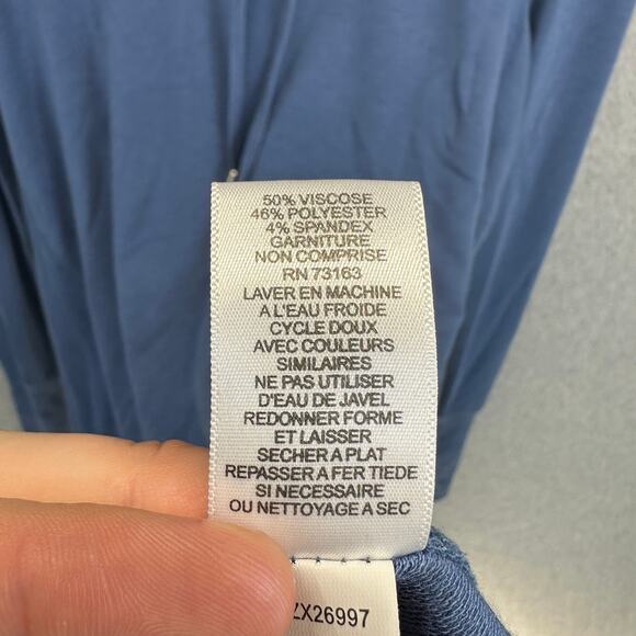 Cable & Gauge Sweater Medium Blue Viscose Blend Cowl Neck Long Sleeve Pullover - Picture 10 of 16